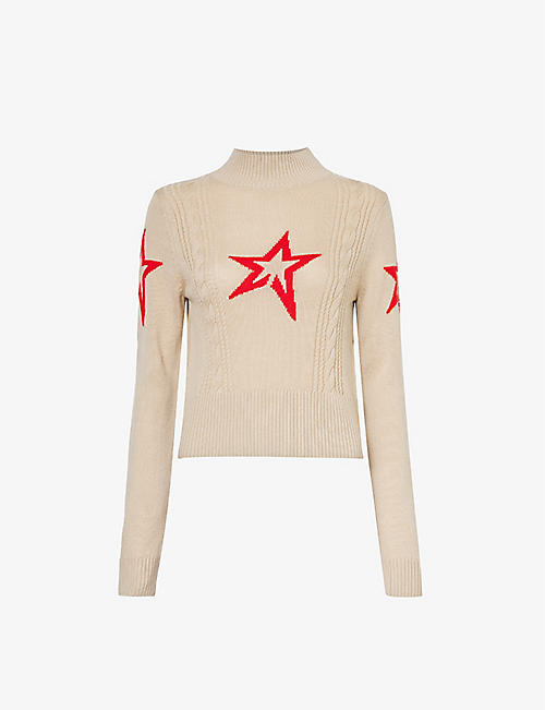 PERFECT MOMENT: Star-pattern high-neck wool knitted jumper