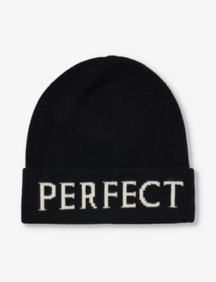 Perfect Moment Logo-intarsia Merino Wool Beanie In Black