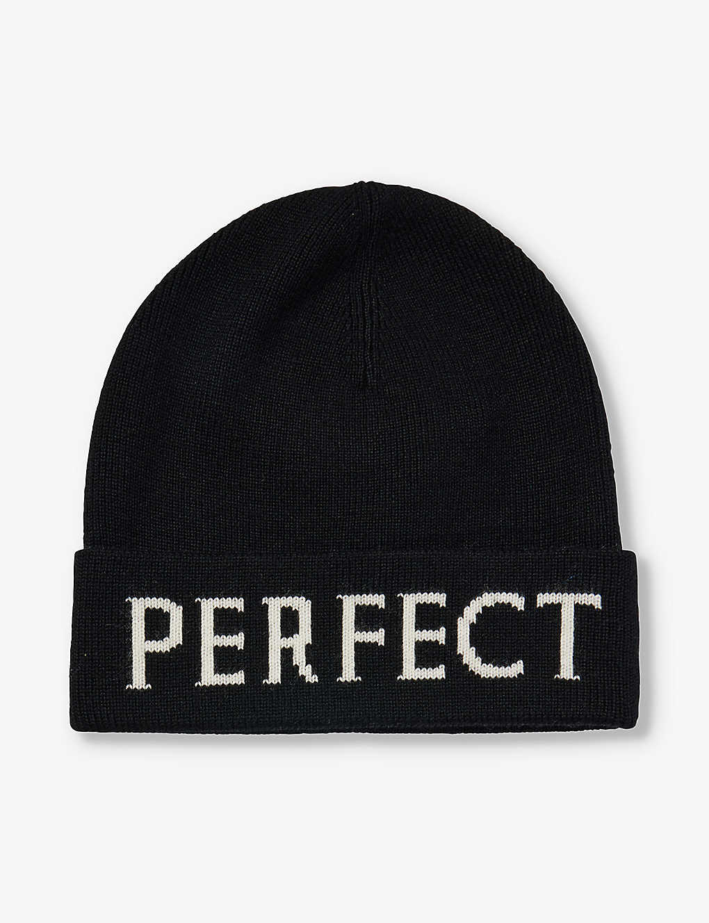 PERFECT MOMENT PERFECT MOMENT WOMEN'S BLACK BRANDED-PRINT WOOL BEANIE HAT