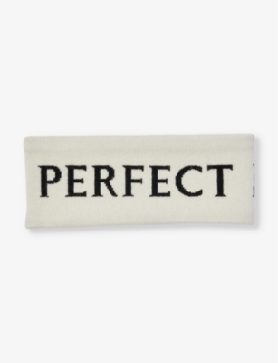 PERFECT MOMENT PERFECT MOMENT WOMEN'S SNOW WHITE/BLACK BRANDED WOOL-BLEND HEADBAND