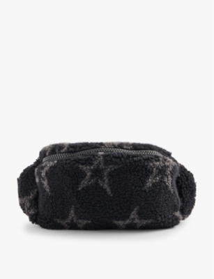 Perfect Moment Black Star-pattern Adjustable-strap Fleece Belt Bag