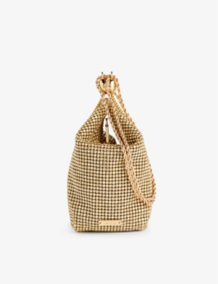 Cult Gaia Womens Sand Dollar Rue Crystal-embellished Canvas Clutch Bag In Sand Dollar