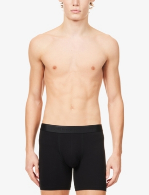 Sunspel Mens Black Elasticated-waistband Stretch-cotton Trunks In Black