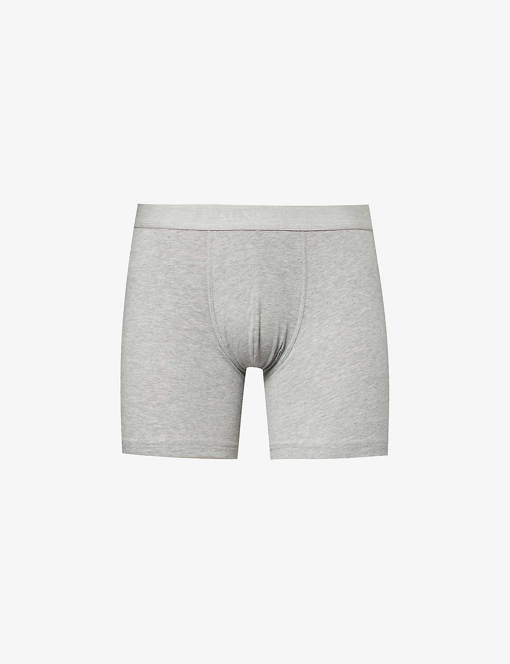 Sunspel Mens Grey Melange Elasticated-waistband Stretch-cotton Trunks