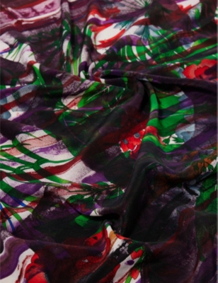 Dianora Salviati Womens Multi Tones Patterned Square Silk Scarf In Multi Tones