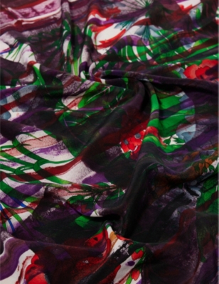 Shop Dianora Salviati Patterned Square Silk Scarf In Multi Tones