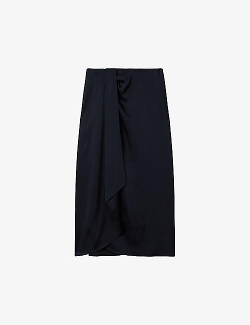 REISS: Bella high-rise woven midi skirt