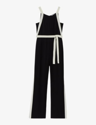 REISS: Salma square-neck wide-leg woven jumpsuit