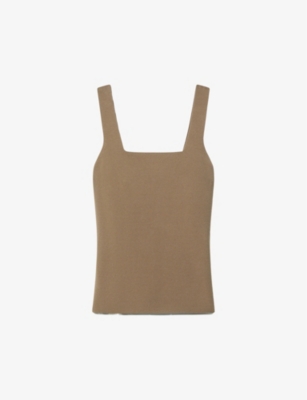 Shop Reiss Women's Mink Harper Square-neck Knitted Vest Top