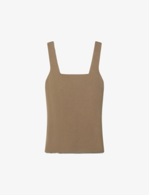 Reiss Mink Knitted Square Neck Vest In Mink