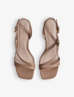 Reiss Womens Nude Alice Block-heel Leather Sandals Eur 41 / 8 Uk In Nude