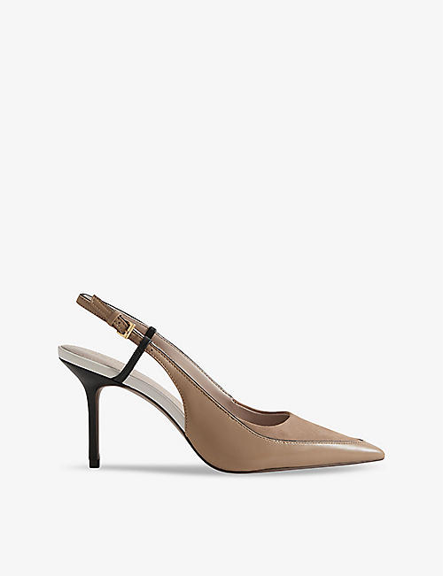 REISS: Leena colour-block leather slingback heels