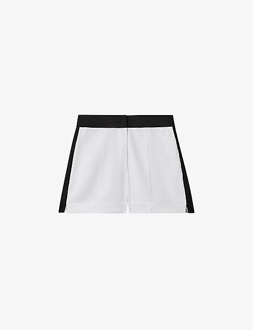 REISS: Rebecca colour-block high-rise linen shorts