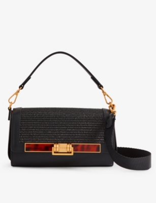 REISS: Ivy raffia baguette shoulder bag