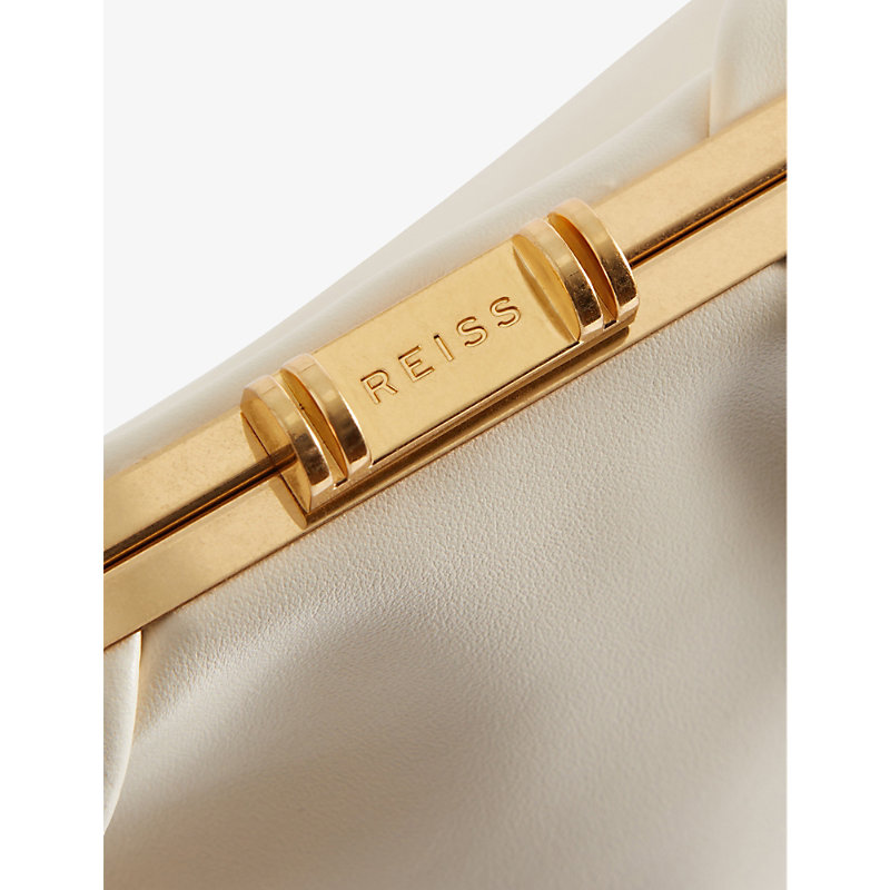 Shop Reiss Madison Leather Clutch Bag In Off White