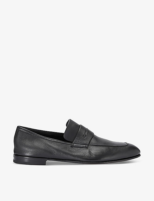 ZEGNA: L'Asola panelled leather penny  loafers