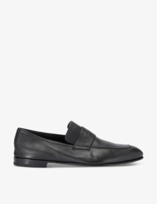 Ermenegildo Zegna Men's Black L'asola Panelled Leather Penny Loafers