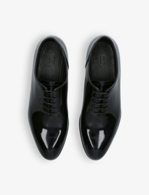 Shop Ermenegildo Zegna Zegna Men's Black Vienna Whole-cut Patent-leather Oxford Shoes