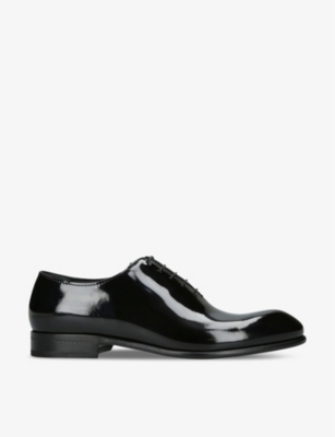 Ermenegildo Zegna Mens Black Vienna Whole-cut Patent-leather Oxford Shoes