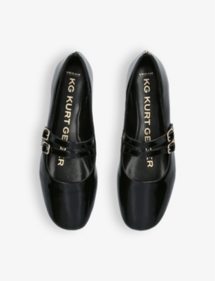 Kg Kurt Geiger Womens Black Magic Double-strap Patent Faux-leather Ballet Flats In Black