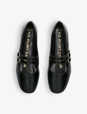 Shop Kg Kurt Geiger Women's Black Magic Double-strap Patent Faux-leather Ballet Flats