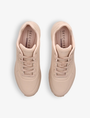 Shop Skechers Uno Stand On Air Logo-patch Woven Low-top Trainers In Camel