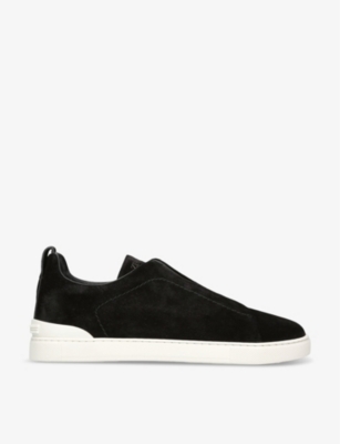 ZEGNA: Triple Stitch panelled suede low-top trainers