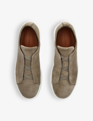 ZEGNA: Triple Stitch panelled suede low-top trainers