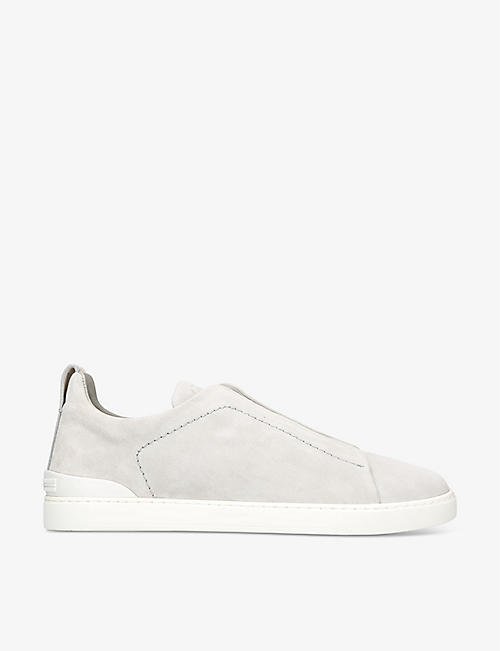 ZEGNA: Triple Stitch panelled suede low-top trainers