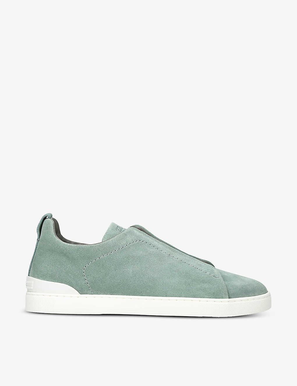Ermenegildo Zegna Mens Teal Triple Stitch Panelled Suede Low-top Trainers In Blue