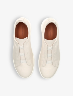 Ermenegildo Zegna Mens White X3 Stitch Leather Low-top Trainer In White