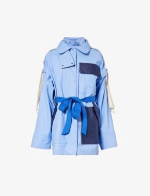 + Roksanda Zora belted convertible two-tone coated-shell jacket