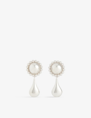 Moya Womens Silver Maria Rhodium-plated Brass Drop Earrings In Silver