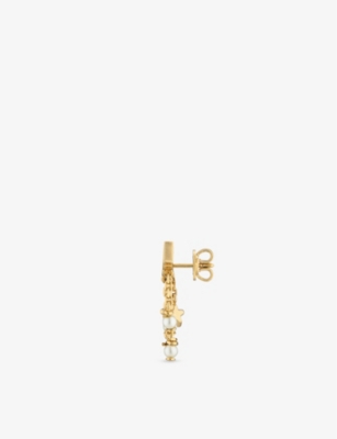 Shop Gucci Women's Yellow Gold Logo-script Crystal And Pearl-embellished Gold-toned Metal Earrings