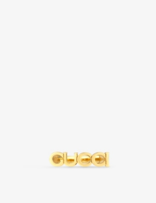 Shop Gucci Women's Yellow Gold Logo-script Antique Gold-toned Metal Ring