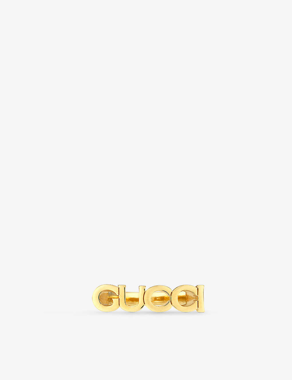 Gucci Womens Yellow Gold Logo-script Antique Gold-toned Metal Ring