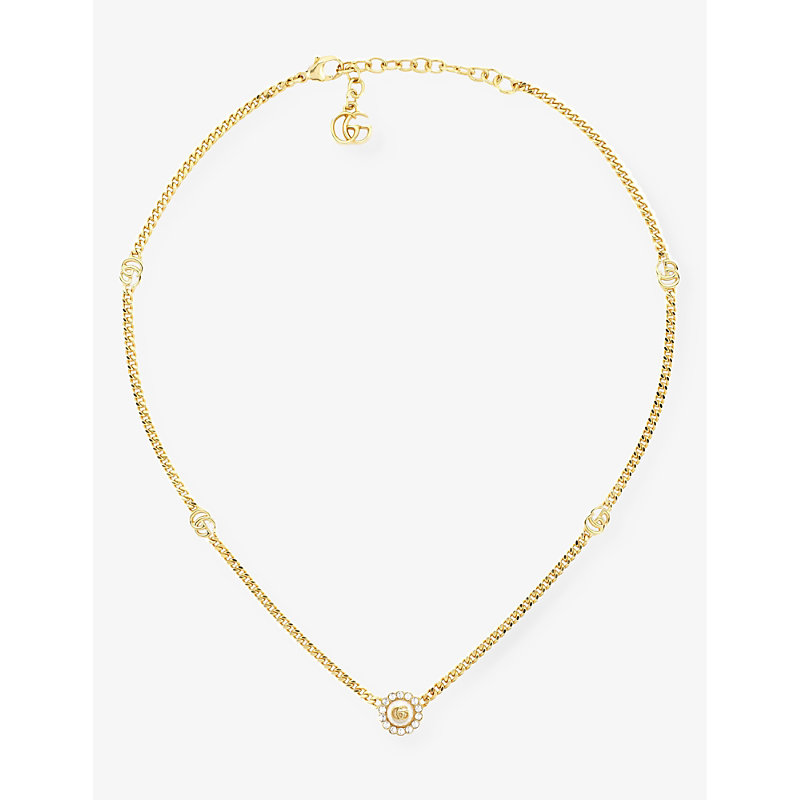 Gucci Womens Yellow Gold Gg Marmont Embellished Gold-toned Metal Necklace