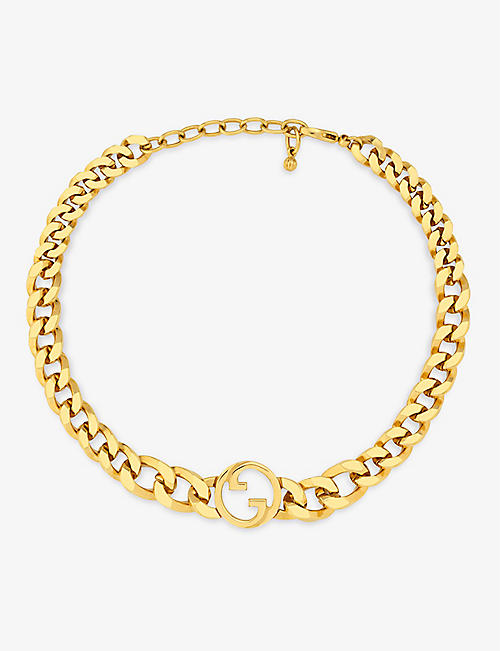 GUCCI: Blondie interlocking-G gold-toned metal necklace