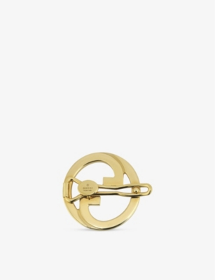 Shop Gucci Womens Yellow Gold Blondie Interlocking-g Gold-toned Metal Hair Clip