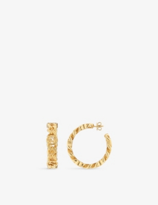 Shop Gucci Womens Yellow Gold Interlocking G Chain Gold-toned Metal Hoop Earrings