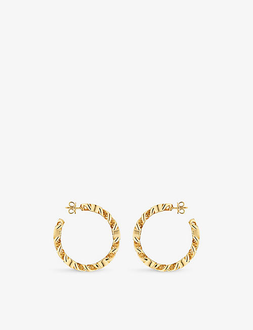 GUCCI: Interlocking G chain gold-toned metal hoop earrings
