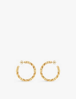 Gucci Womens Yellow Gold Interlocking G Chain Gold-toned Metal Hoop Earrings