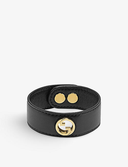 GUCCI: Blondie logo leather and metal bracelet