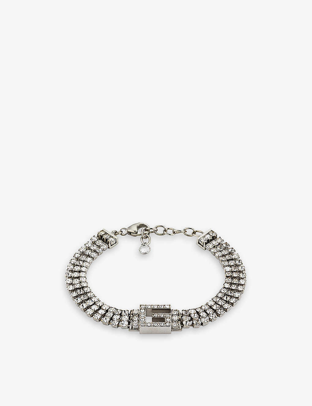 Gucci Womens Silver Crystal-embellished Brass Bracelet