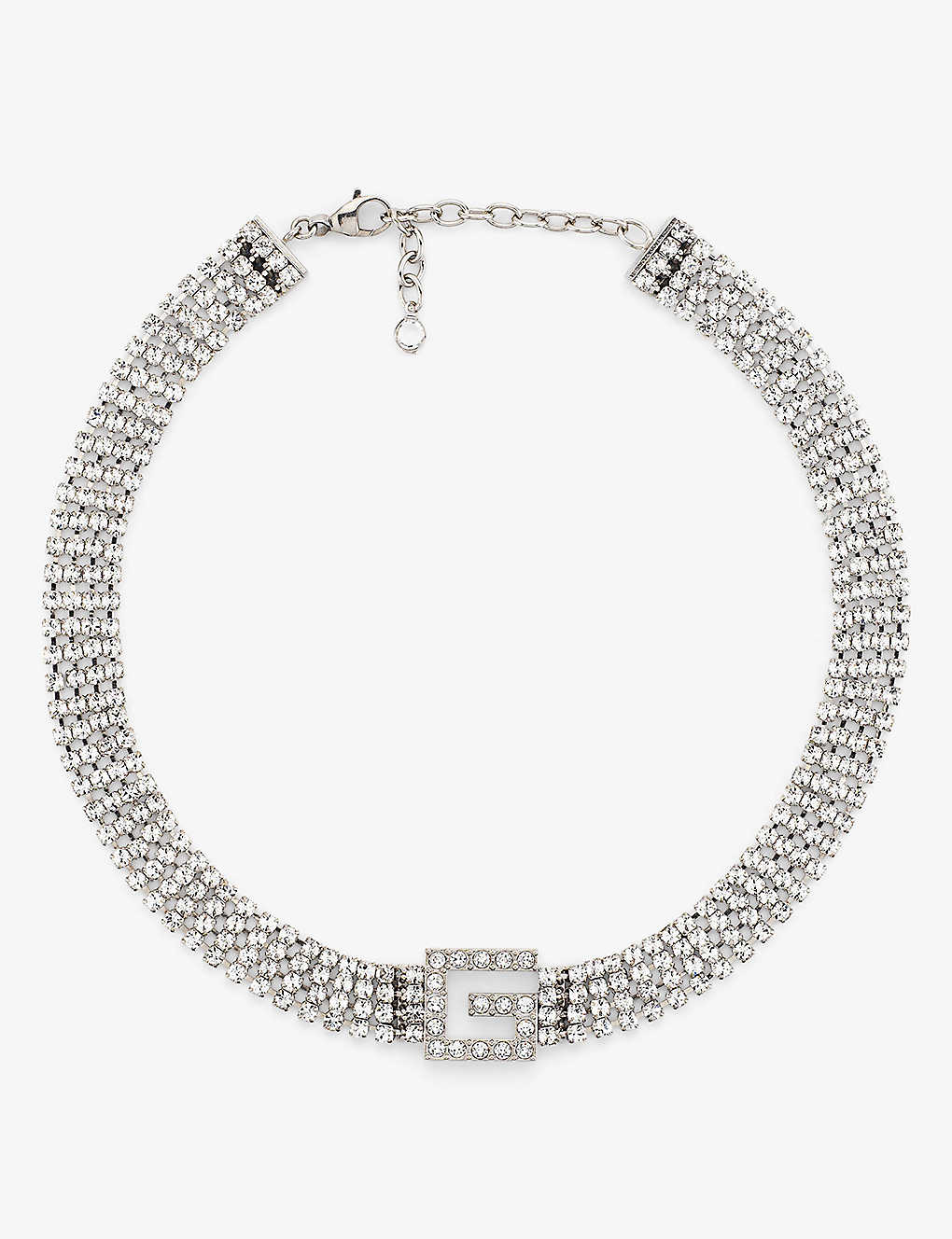 Gucci Womens Silver Crystal-embellished Palladium-toned Necklace