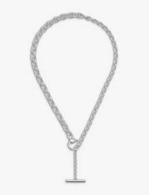 Shop Gucci Womens Silver Horsebit T-bar Sterling-silver Necklace