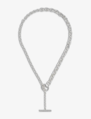 Gucci Womens Silver Horsebit T-bar Sterling-silver Necklace