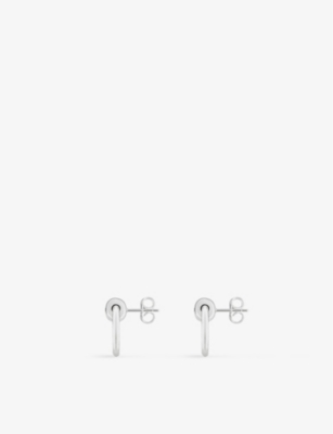 Shop Gucci Womens Silver Logo-engraved Sterling-silver Stud Earrings