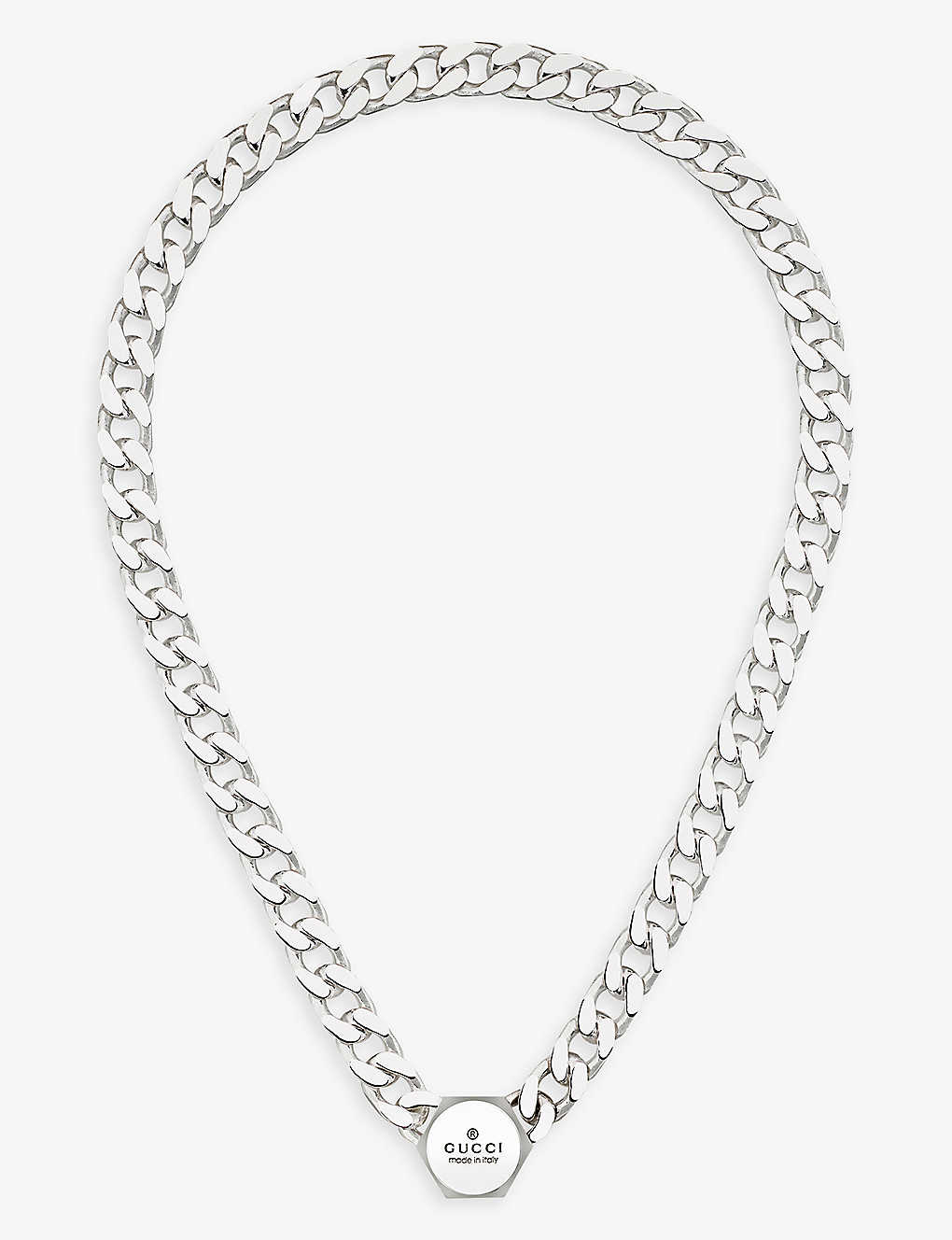 Gucci Womens Silver Logo-engraved Sterling Silver Necklace