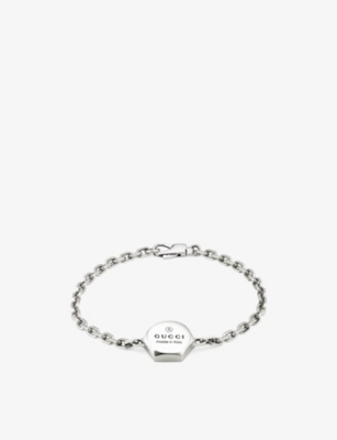 GUCCI: Trademark logo-engraved sterling silver bracelet